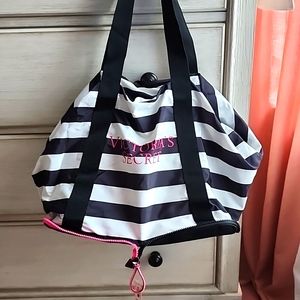 NWT Victorias Secret Packable Striped Weekender Bag
